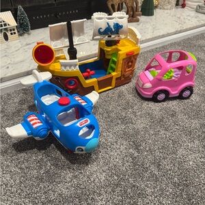Toy Set - Airplane, Car, and Pirate Ship  fisher price little people